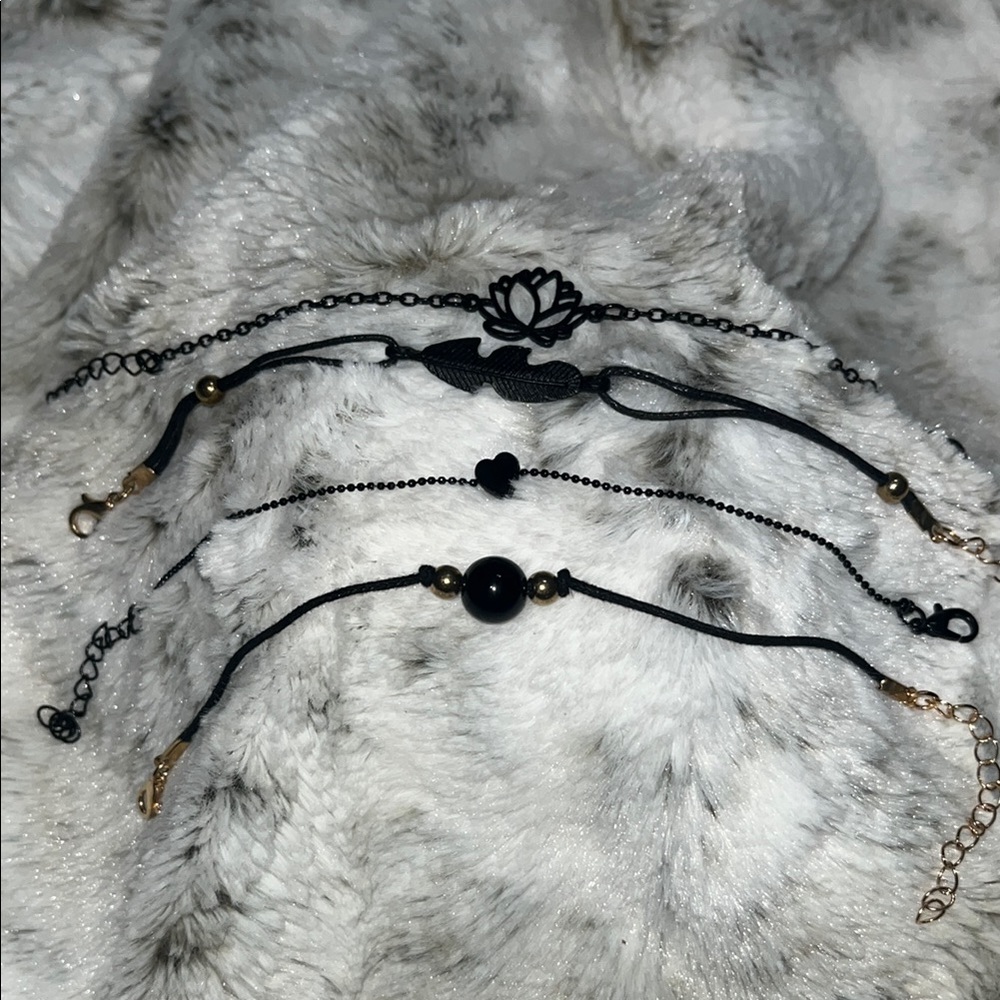 Black Lotus Charm Bracelet Set